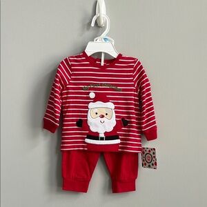 New with Tags - Little Me Red and White Holiday Pajama Set with Santa Appliqué